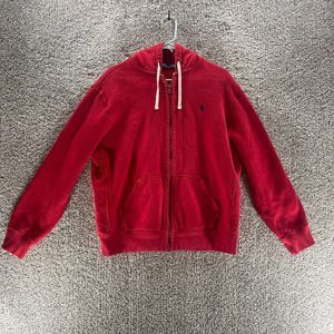 Polo Ralph Lauren Jacket Adult Large Red Hoodie Sweatshirt Casual Full Zip Mens